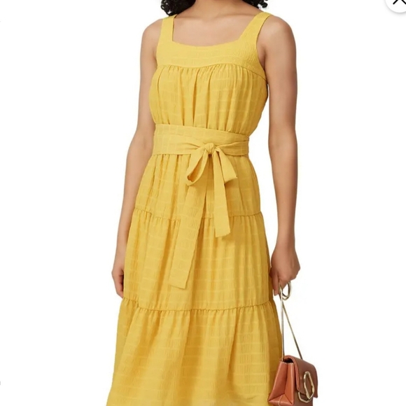 Slate & Willow Dresses & Skirts - Slate & Willow yellow tiered sundress wide straps lined belted Size 8 Sun Dress